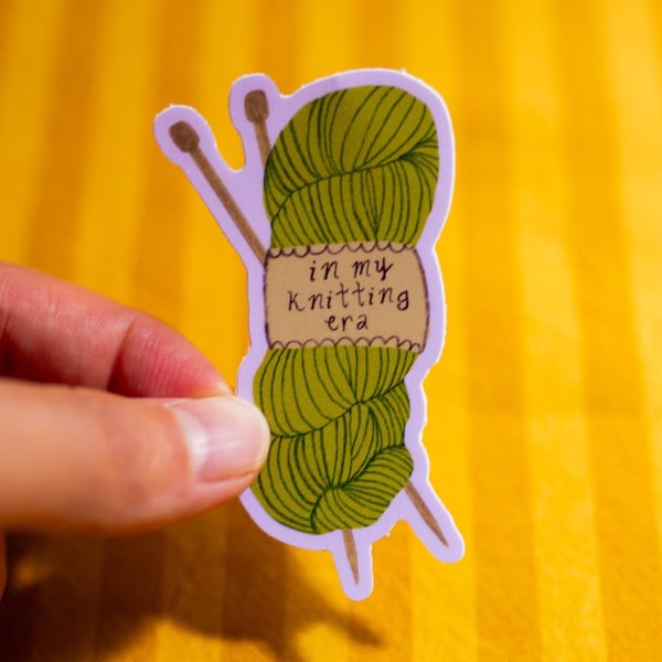 Knitting Sticker: In My Knitting Era for knitters fiber artists crocheters craft lovers gift