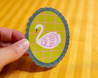 Swan Sticker | Whimsical Cottage Core Vinyl Decal for Bird Lovers (3" Tall)