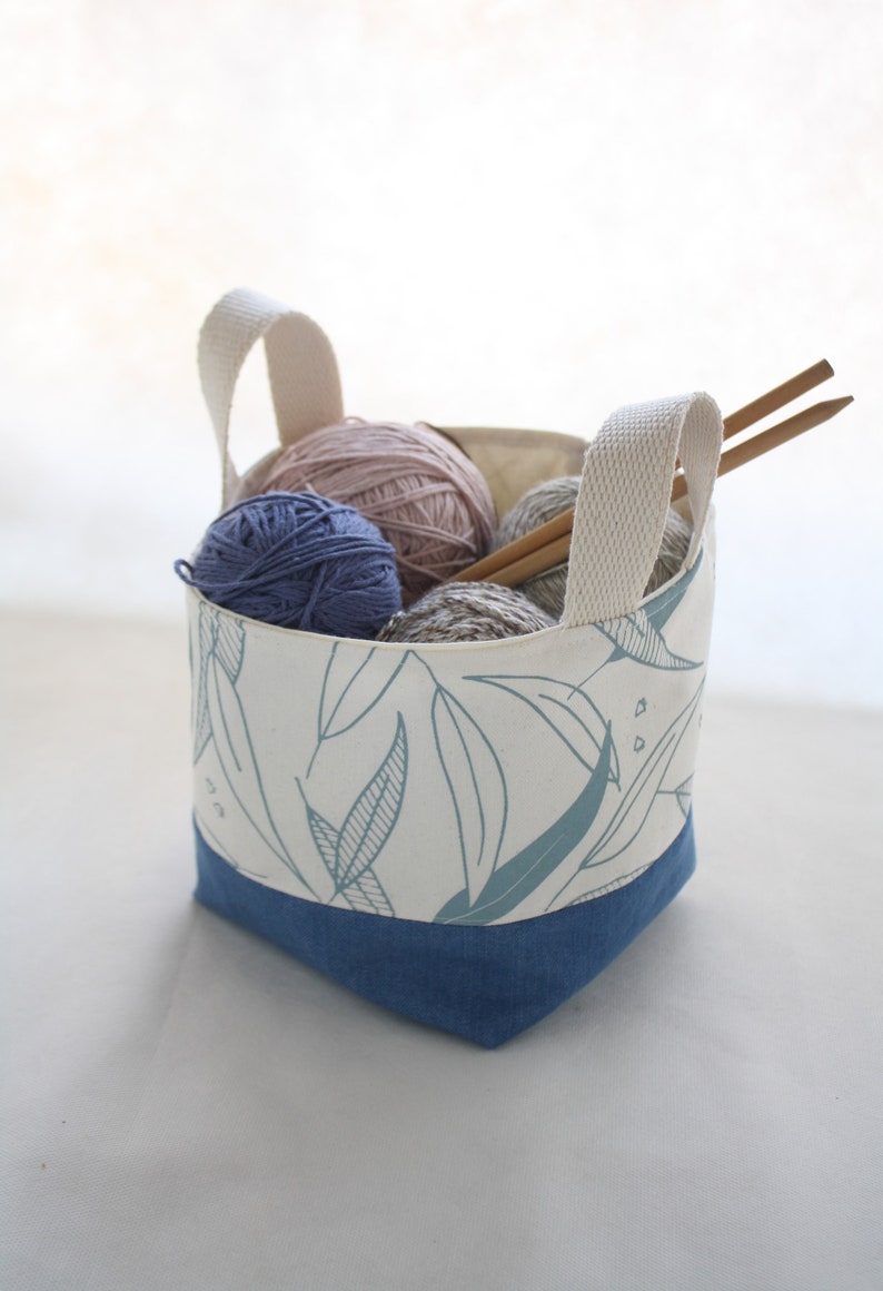 Set of 3 Fabric Buckets With Handles 3 Cotton Fabric Baskets Sizes 8x9 ...