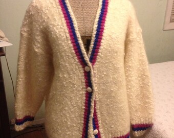 Collegiate Mohair Cardigan Boyfriend Or Letterman Sweater Style Cardigan Great Look