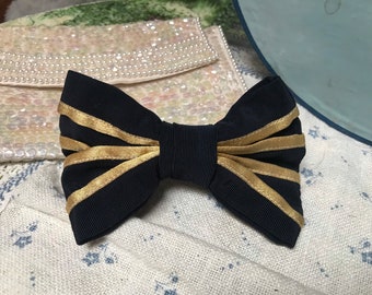 Gorgeous French Hair Clip Made in France Navy Grosgrain Ribbon