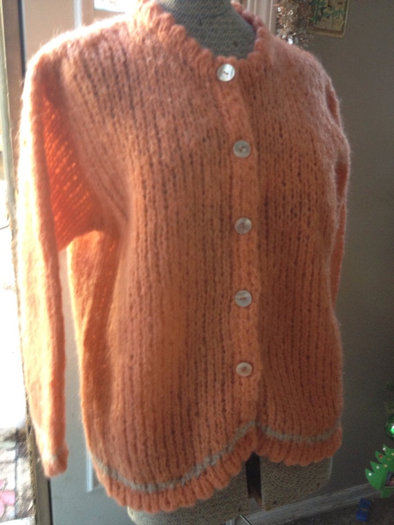 Vintage Italian Handmade Tangerine Sweater Cardiga