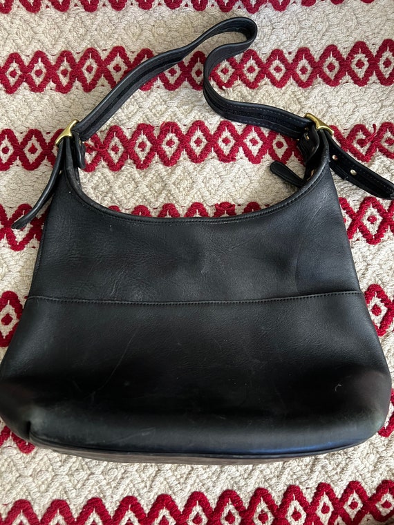 Thick Black Leather Vintage COACH Brand Handbag Purse… - Gem
