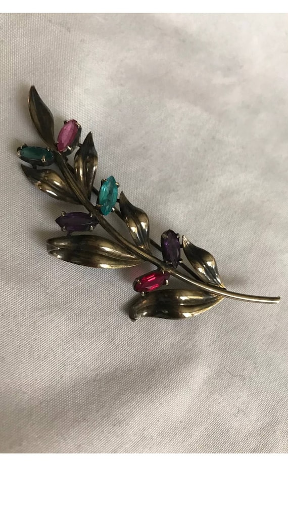 Vintage Symmetalic Sterling & 14K Gold Flower Broo