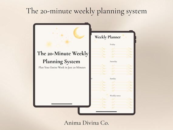 20-Minute Weekly Reset Planner — Digital PDF, Productivity System, Instant Download, A4 & US Letter