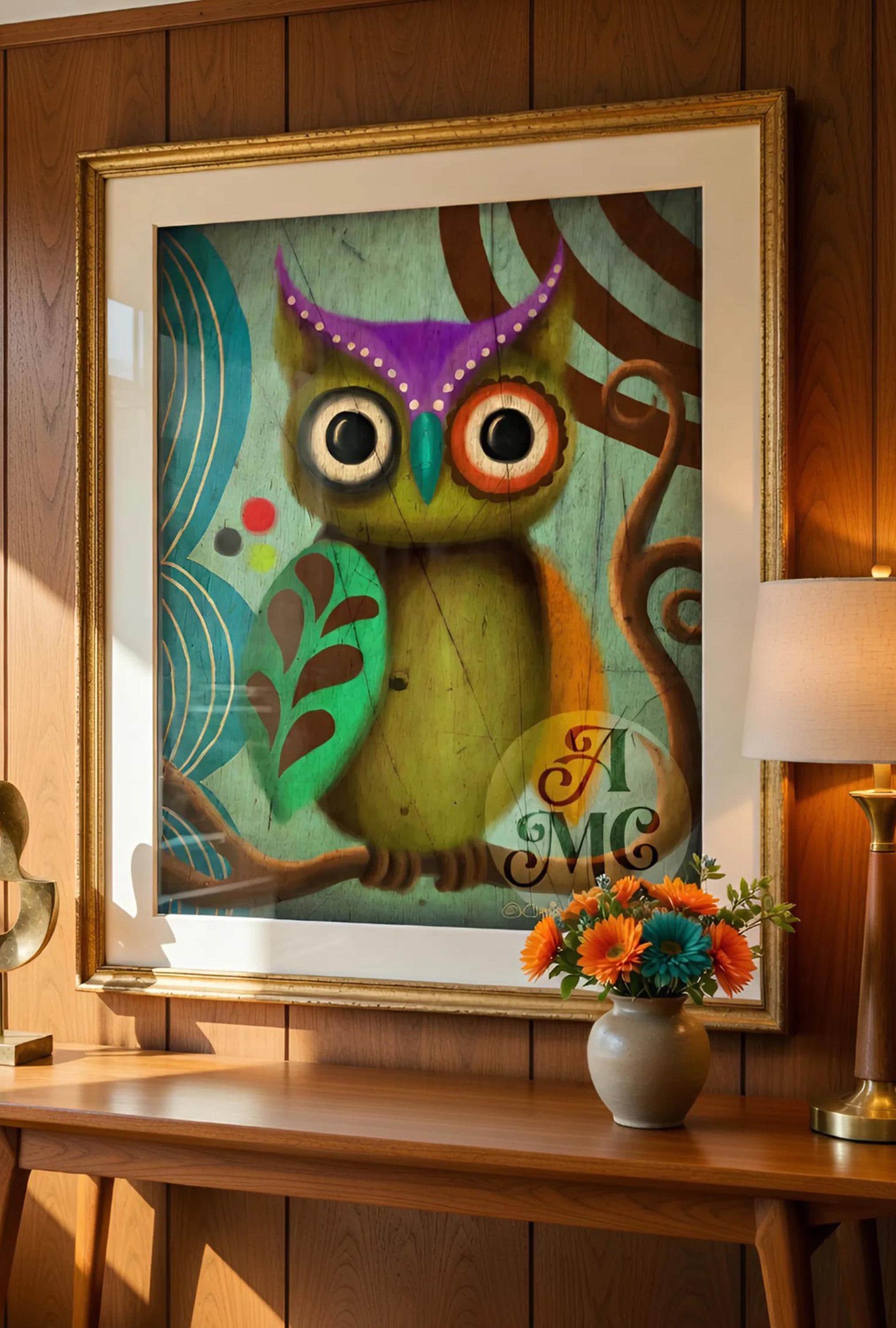 Mid-Century Owl Wall Art