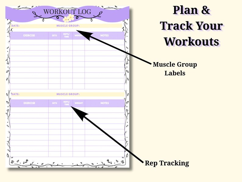 Workout Log Printable – Weekly Workout Tracker & Fitness Planner PDF - Etsy