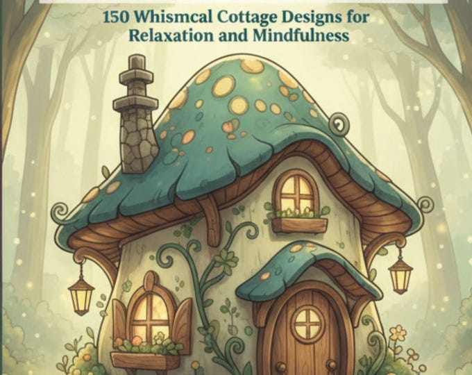 Featured listing image: Fairy House Coloring Book: 150 Whimsical Cottage Designs (Digital Download)