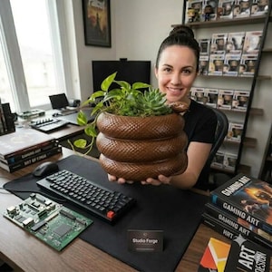 3D Printed Snake Planter Coiled Serpent Flower Pot