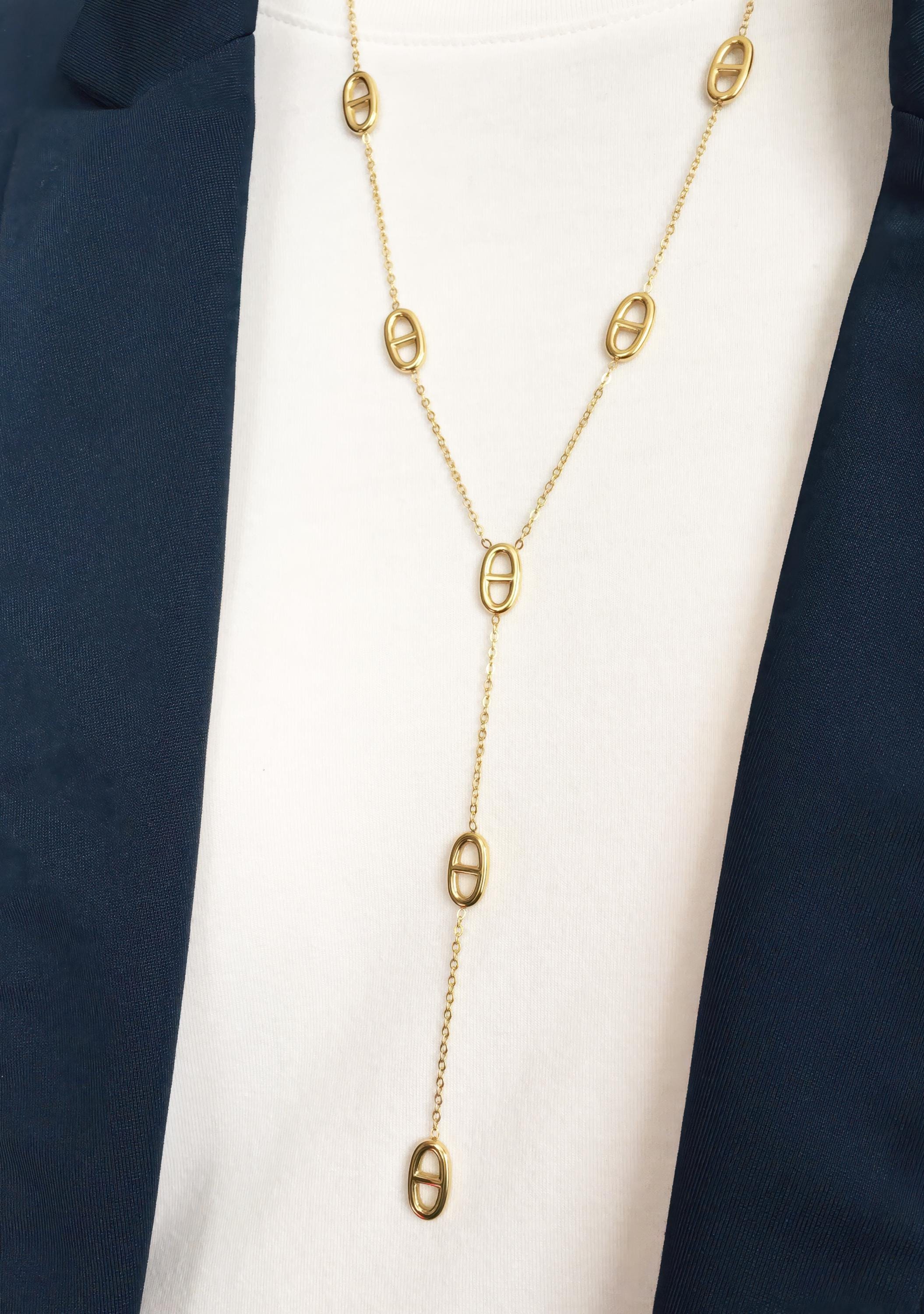 Collana Catena Rolo In Oro Giallo 14k | Anelli Rotondi 2.3 Mm | 4,6 Grammi | Chiusura A Moschettone
