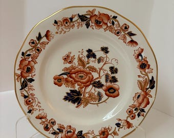 Vintage Enoch Wedgwood Old Castle Tunstall England Dessert Plate with Gold and Floral Accents