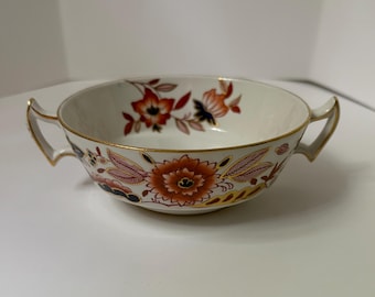 Vintage Booths Dovedale Two Handled Soup Bowls Hand Painted Gold