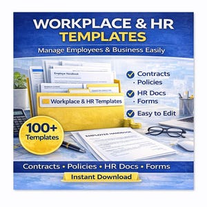 HR-sjablonenpakket | Werkplekdocumenten, werknemerscontracten en -beleid | Zakelijke toolkit | Direct downloaden