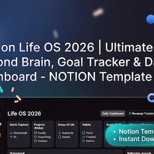 Notion Life OS 2026 | Ultimate Second Brain, Goal Tracker & Daily Dashboard – Notion Template