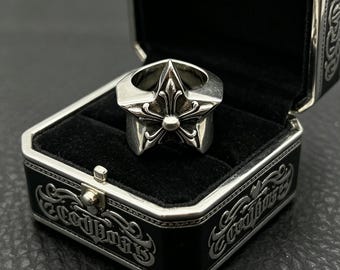 Bague étoile à cinq branches classique en argent 925 vintage, bijoux design gothique, cadeaux de vacances punk unisexe