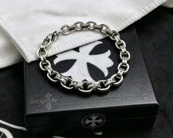 Argent CH 925 vintage classique pour toujours Bracelet alphabet croix fleurs Bracelet design punk gothique Cadeaux de vacances
