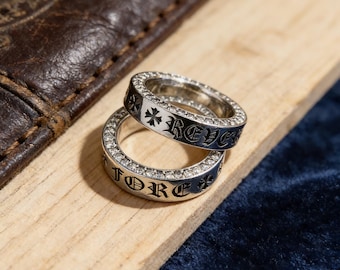 Bague couple en argent vintage classique croix croix en argent vintage pour toujours, croix fleur bague anniversaire gothique design cadeau pour elle/lui