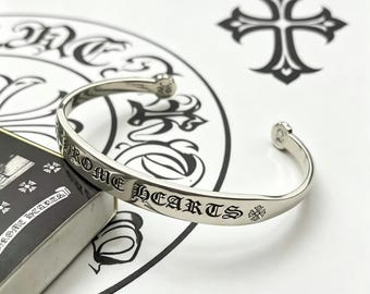 Bracelet ouvert gravé classique en argent 925 CH, style design punk gothique, bijoux unisexe, cadeaux de vacances