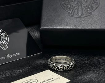 Bague unisexe en argent sterling vintage « Cœur éternel » classique en argent sterling 925, design punk gothique, cadeaux de vacances