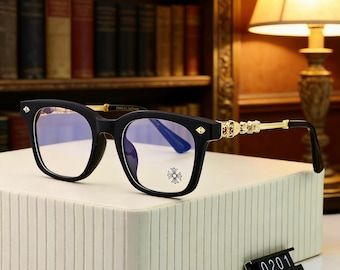 Lunettes de vue gothiques rétro populaires avec croix et fleurs livrées avec un étui à lunettes Cadeau pour lui/elle