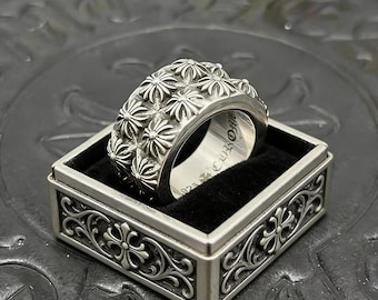 Bague en argent CH 925 vintage classique croix à deux niveaux Bague rock avec design punk gothique Cadeaux d'anniversaire/fêtes