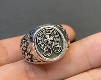 Bague fer à cheval classique vintage en argent sterling 925, anneau gothique gravé, cadeaux de vacances vintage