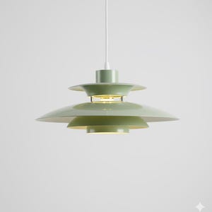 Luminária pendente escandinava verde em camadas – Luminária de teto nórdica moderna para mesa de jantar, ilha de cozinha e sala de estar.