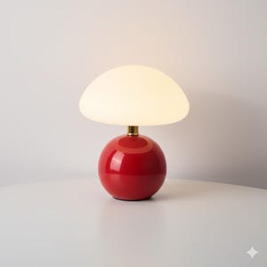 Red Mushroom Table Lamp Retro Bedside Light - Nordic Aesthetic Night Lamp for Bedroom Desk Cozy Home Decor