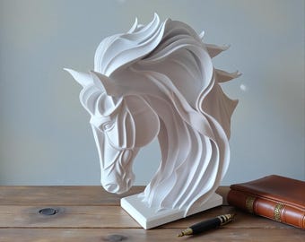 Modern abstract horse sculpture, horse head design, living room art, 3D print decoration