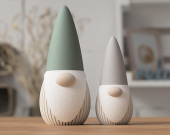 Moderne Wichtel Deko – minimalistischer Gnom in 2 Größen oder als Set, strukturierte Herbst- und Winterdeko für Wohnräume und Fensterbank.