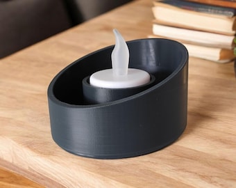 Modern LED tealight holder, candle holder, decorative 3D print, oval, gift, table decoration, living room set