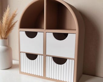 Modern jewelry shelf with drawers, organizer, 3D print storage, dresser, vanity, gift