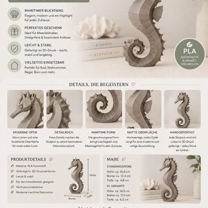 Modernes Seepferdchen als elegante Skulptur im minimalistischen Stil. Maritime Dekoration aus 3D Druck Kunststoff für Badezimmer, Wohnzimmer, Regal oder Sideboard. Stilvolle Tierfigur mit klarer Formensprache passend zu Küstenstil, Japandi oder moderner Einrichtung.
Dekorative Seepferdchen Figur als maritime Wohnraumdeko mit moderner geometrischer Optik. Ideal für Bad, Schlafzimmer oder Eingangsbereich.
