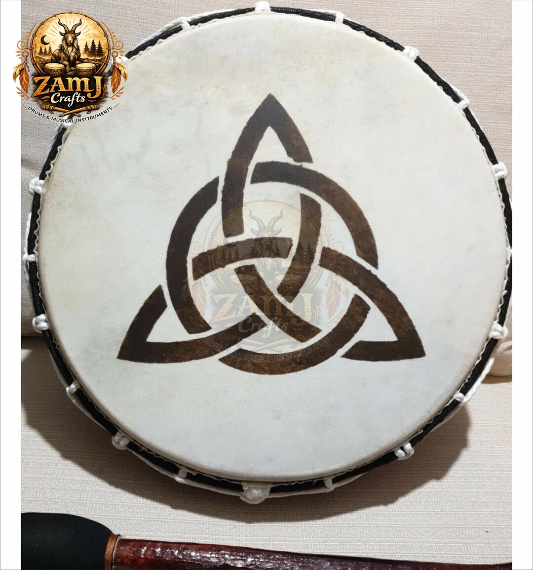 12 Inch Goat Skin Shamanic Drum | Celtic Symbol Meditation Instrument ...