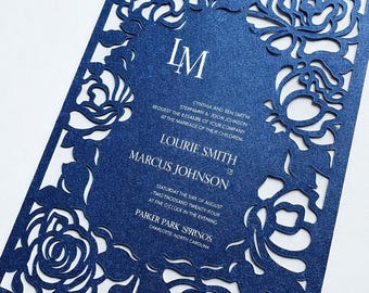 Laser cut Invitation, Elegant Papercut Wedding Invitation Template (SVG, DXF,) Digital Files