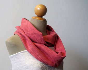 Handwoven hand dyed double cowl wool silk pink - great gift!