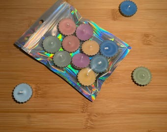 10er Kronkorkenkerzen,Partykerze, handgefertigt aus recyceltem Wachs & wiederverwendeten Kronkorken, mit Düften, verschiedene bunte Farben