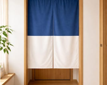 Boho Japanischer Noren Türvorhang | Weißer Leinen Türvorhang | Minimalistischer Raumteiler | Sichtschutzvorhang für den Hauseingang