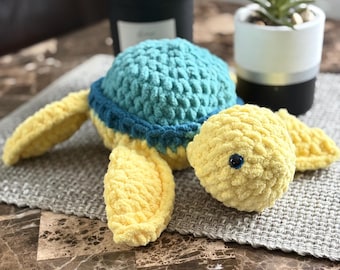 Handmade Crochet Turtle Plush Toy with Safety Eyes
