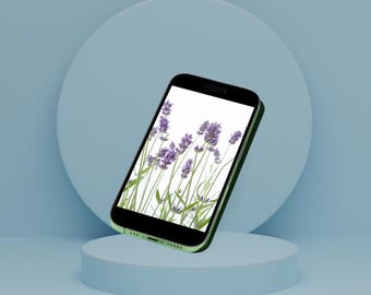 Lavender Floral Phone Wallpaper | Minimalist Botanical Mobile Art (Digital Download)