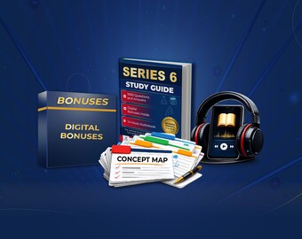 Pacchetto di studio Serie 6 / Libro di preparazione FINRA, corso e audiolibro / Mappe concettuali e diapositive / 1000 domande di test