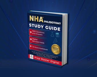 Manuale di studio di flebotomia NHA / Preparazione digitale all'esame CPT / 1000 domande di pratica / Appunti su venipuntura e terminologia medica