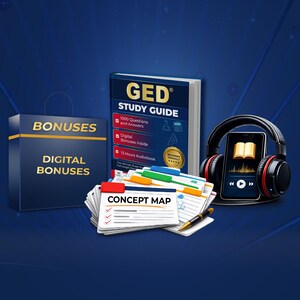 GED Study Bundle | Course, eBook & Audiobook | Concept Maps and Slides | Prep Master Digital | 1000 GED Practice Questions
