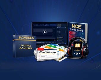 Pacchetto di studio completo NCE / Preparazione all'esame nazionale per consulenti / Corso e audiolibro NCE / Revisione LPC / 1000 domande e bonus