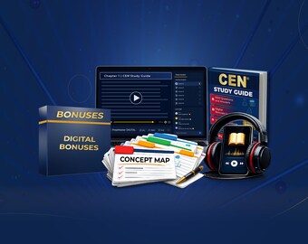 Pacchetto completo di preparazione all'esame CEN / Corso e libro di infermieristica d'urgenza - Mappe concettuali - 1000 domande