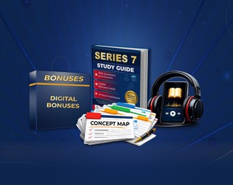 Pacchetto di studio Serie 7 / Corso e libro di preparazione FINRA / Audio e mappe concettuali / Esame sui titoli / 1000 domande di pratica