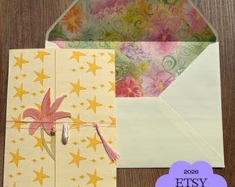 Whimsical Fairy Garden Party Wedding Invites, Flora Envelope, Star Gatefold, Tassel Charm
