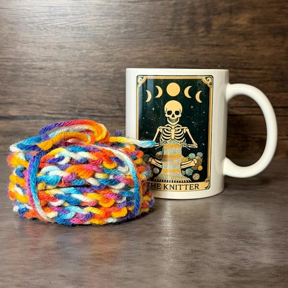 Kaleidoscope Knit Coaster Set Set of 4 Handmade Drink Coasters Colorful Table Decor Housewarming