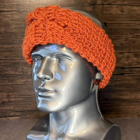 Pumpkin Spice Knit Head Wrap Cozy Handmade Autumn Ear Warmer Fall Accessory