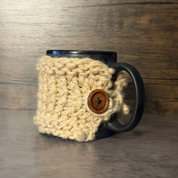 Prairie Gold Alpaca Mug Wrap Handmade Coffee Cozy Farmhouse Beverage Sleeve Rustic